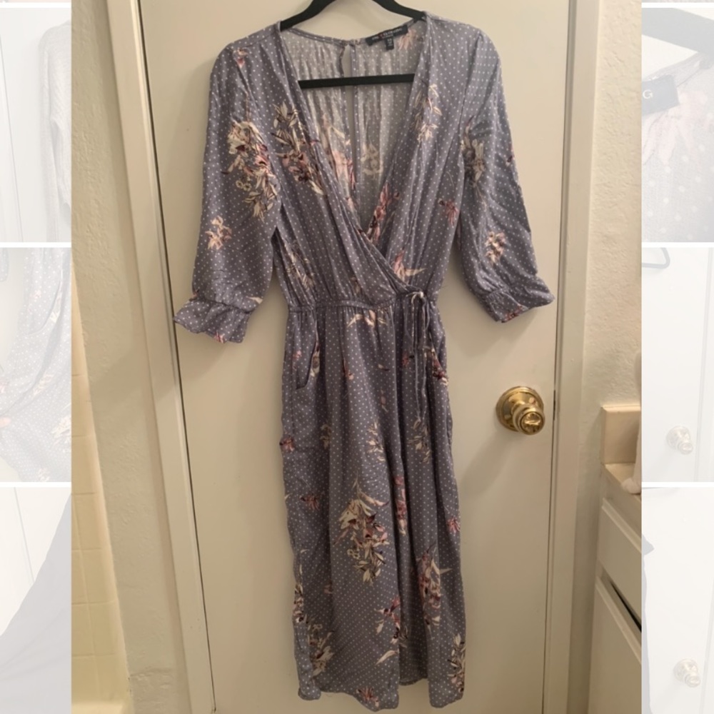 Polka dot blueish lavender floral jumper